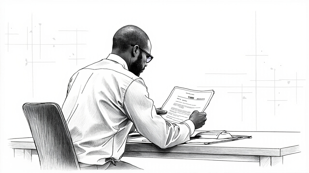 Nigerian entrepreneur reviewing CAC business registration documents at desk with laptop showing Corporate Affairs Commission website