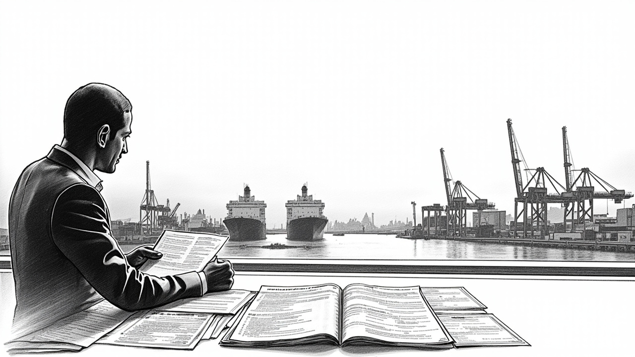 Egyptian customs officials reviewing import documentation at Cairo port facility