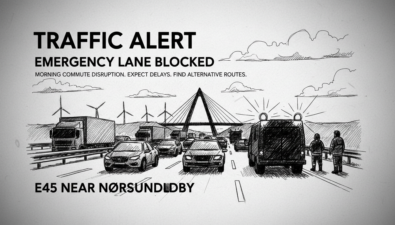 Traffic Alert: Emergency Lane Blocked on E45 Near Nørresundby