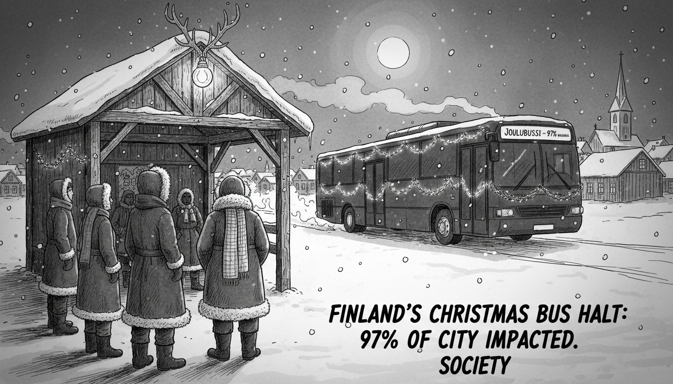 Finland's Christmas Bus Halt: 97% of City Impacted