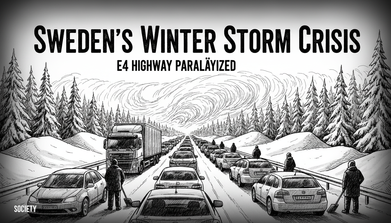 Sweden's Winter Storm Crisis: E4 Highway Paralyzed