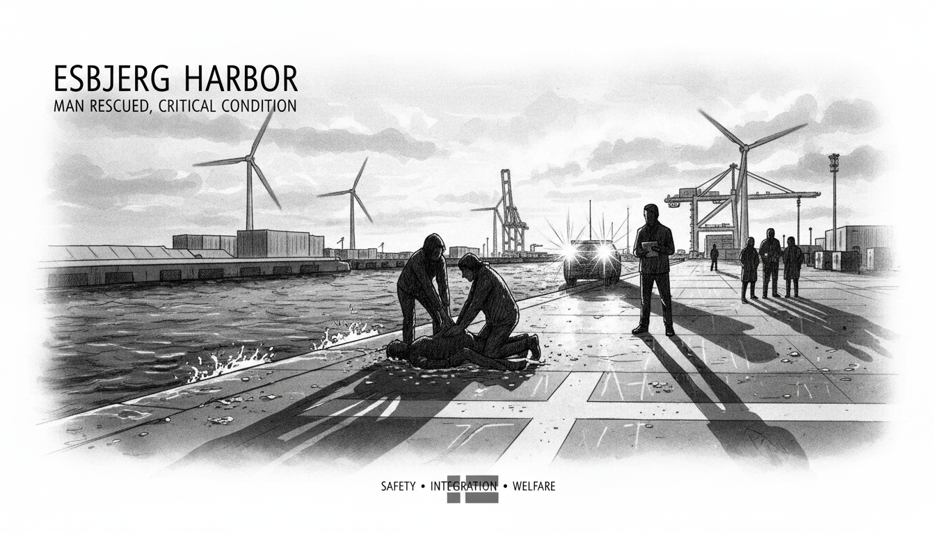 Man Rescued from Water in Critical Condition at Esbjerg Harbor