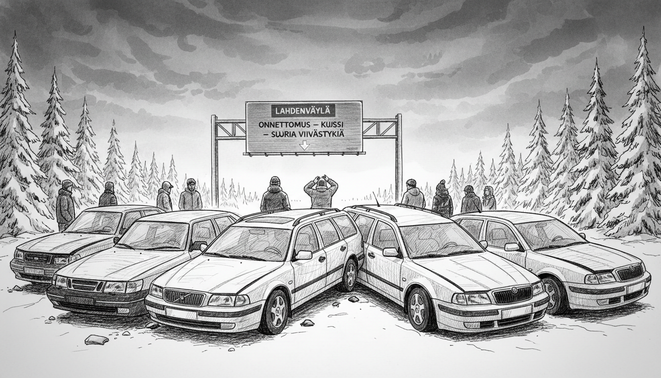 Finland's Lahdenväylä Crash: Six Cars, Major Delays