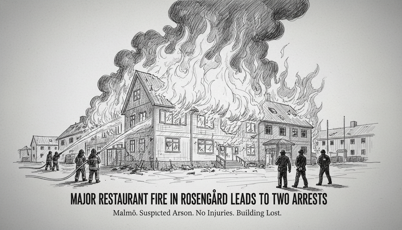 Major Restaurant Fire in Rosengård Leads to Two Arrests