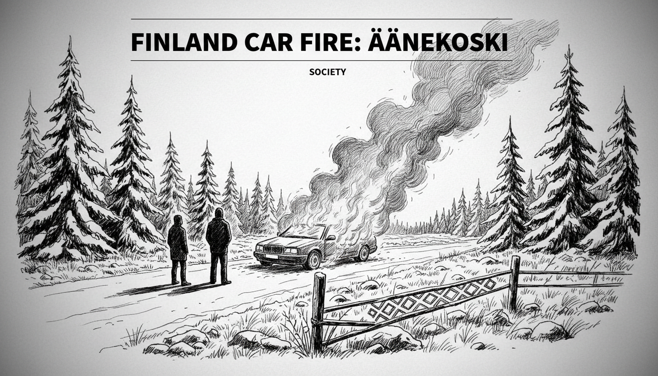 Finland Car Fire: Äänekoski Vehicle Burns on Rural Road