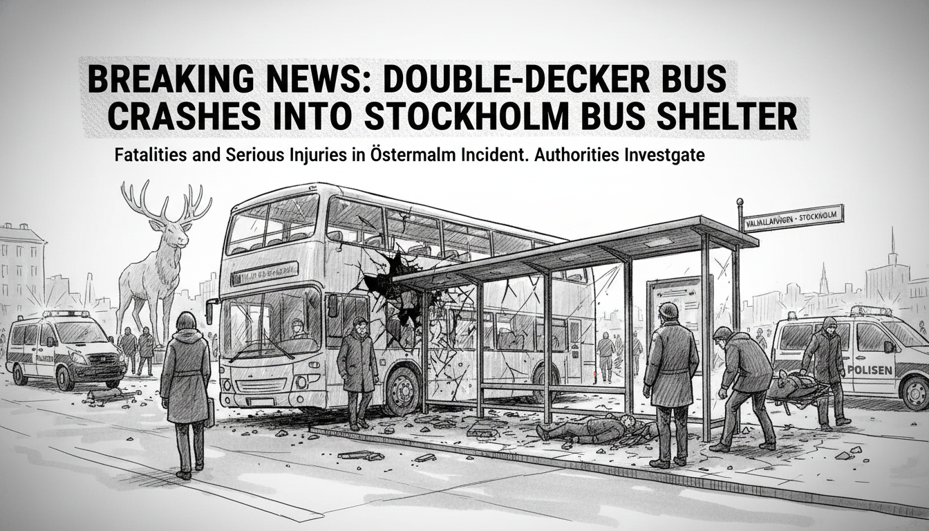 Double-Decker Bus Crashes into Stockholm Bus Shelter