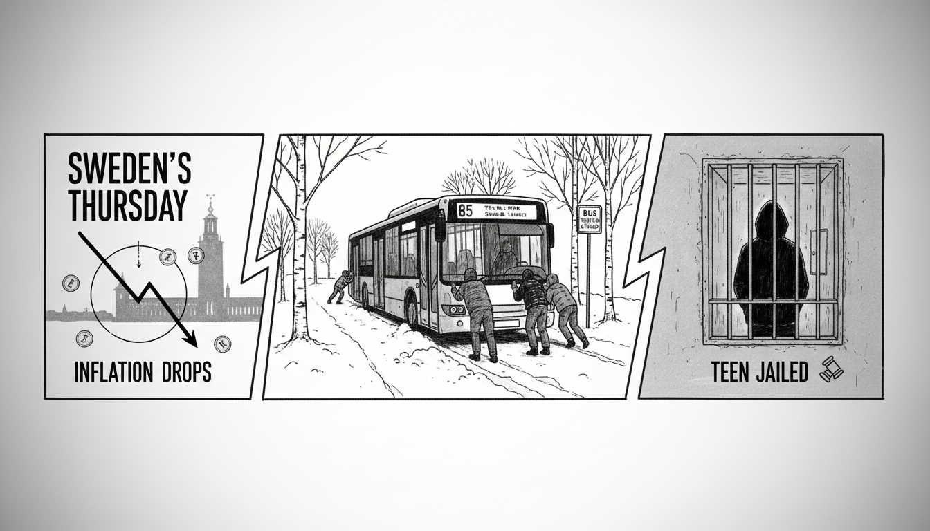 Sweden's Thursday: Inflation Drops, Snow Stops Buses, Teen Jailed
