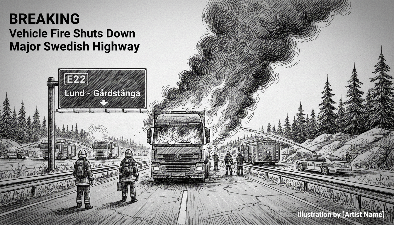 Vehicle Fire Shuts Down Major Swedish Highway