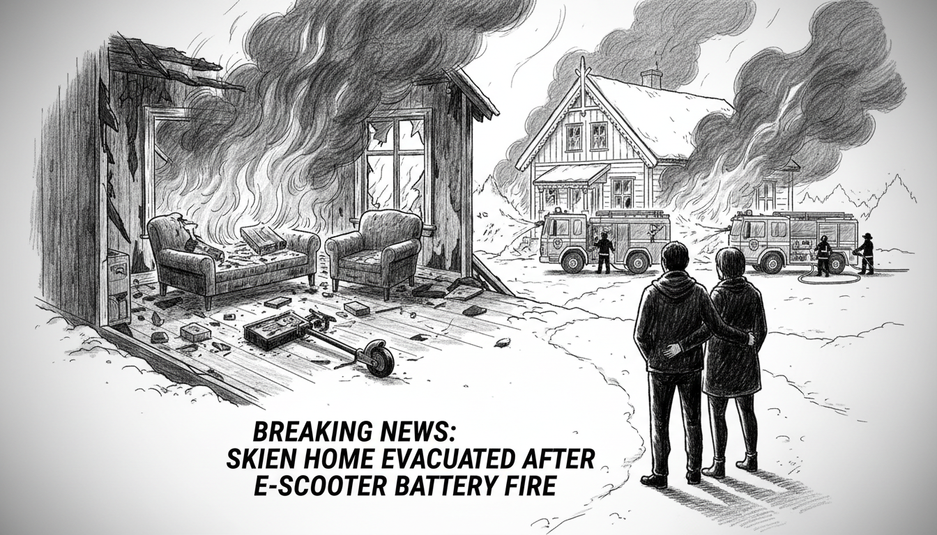 Two Evacuated After Electric Scooter Battery Fire in Skien Home