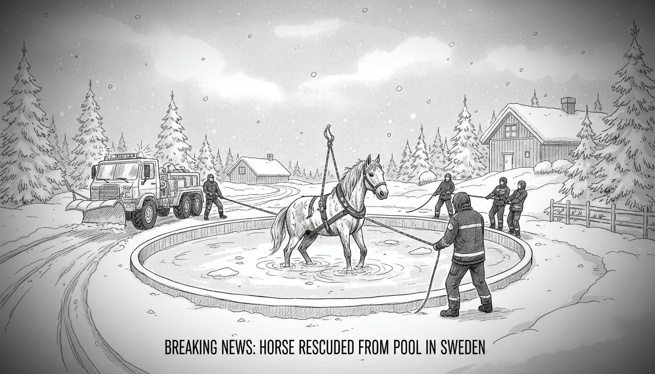 Horse Rescued From Swimming Pool in Southern Sweden