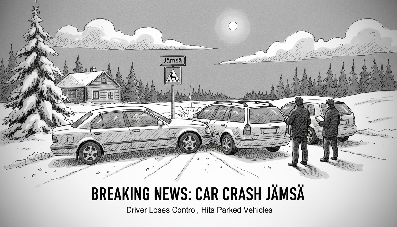 Car Leaves Road in Jämsä, Collides with Parked Vehicles