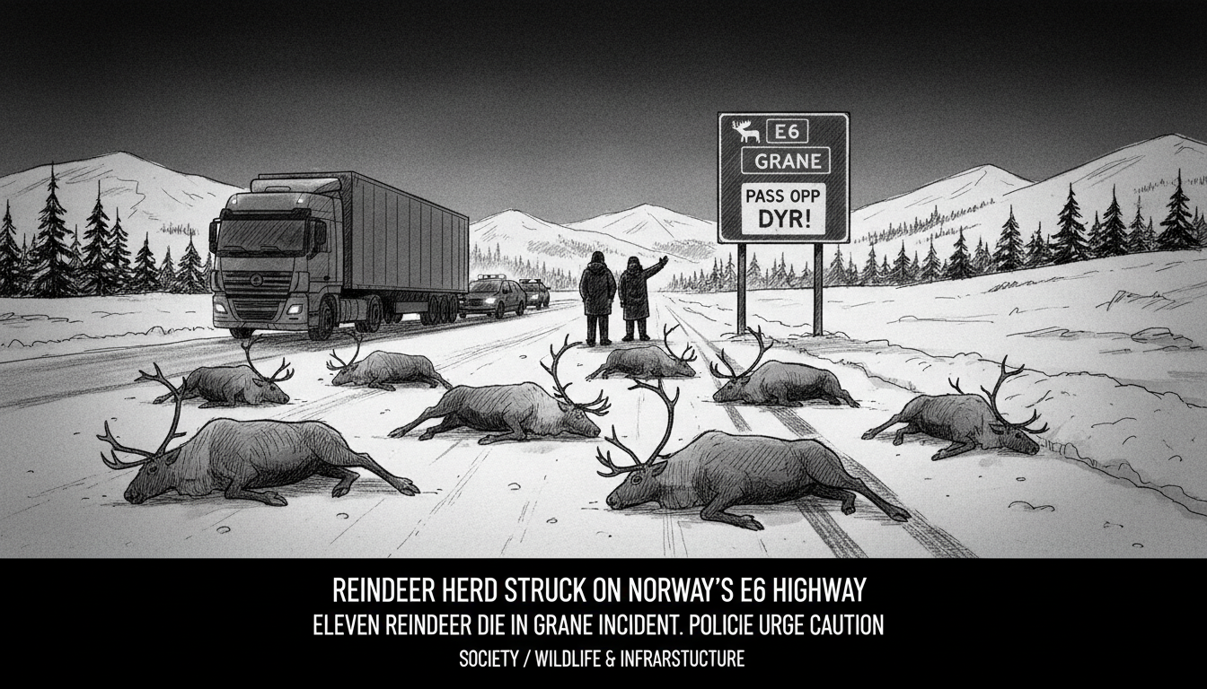 Reindeer Herd Struck on Norway's E6 Highway Near Grane