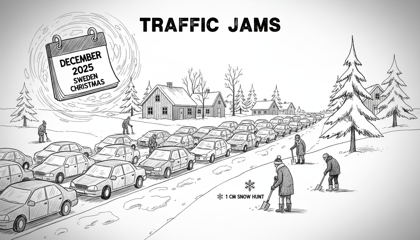 Sweden Christmas 2025: Traffic Jams and 1 cm Snow Hunt