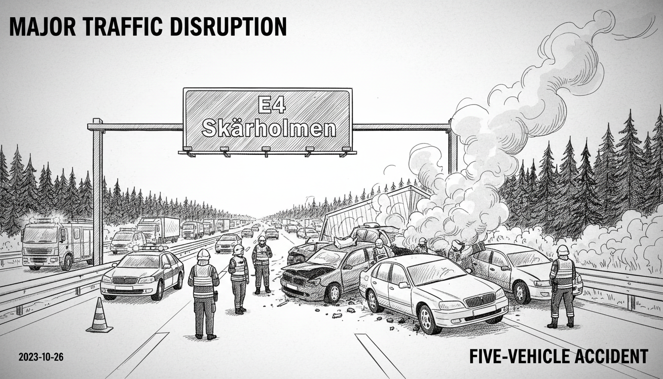 Multi-Vehicle Crash on E4 Highway Causes Major Traffic Disruption