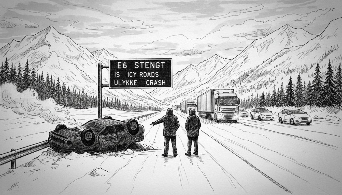 Norway's E6 Highway Shut: 1 Major Crash, Icy Roads