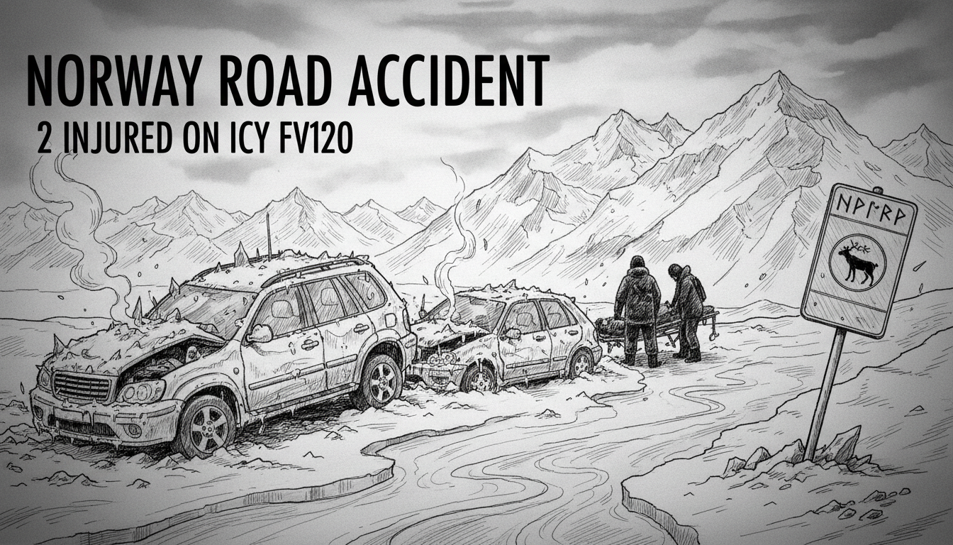 Norway Road Accident: 2 Injured on Icy FV120