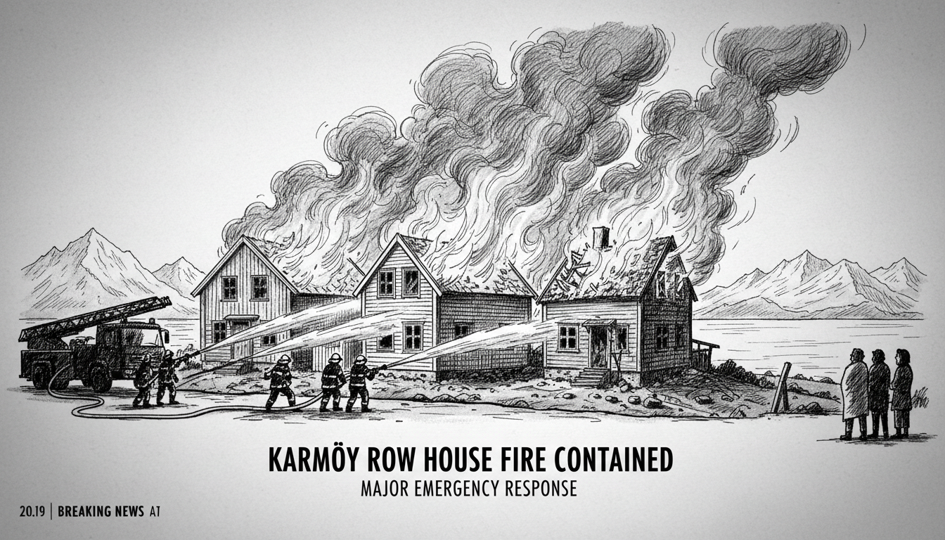 Karmøy Row House Fire Contained After Major Emergency Response