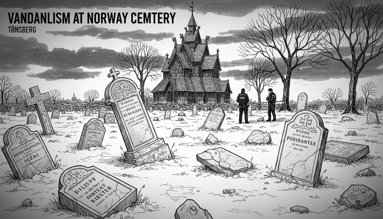 Vandalism at Norway Cemetery Topples Historic Gravestones