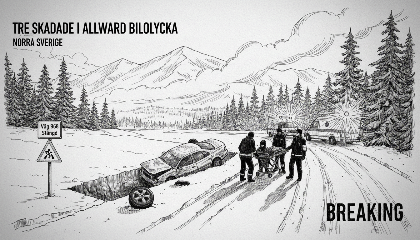 Three Injured in Serious Car Accident on Northern Sweden Highway