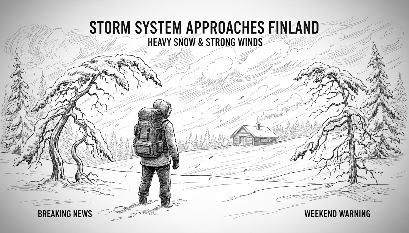 Storm System Approaches Finland with Heavy Snow and Strong Winds