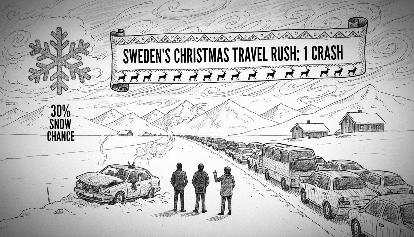Sweden's Christmas Travel Rush: 1 Crash, 30% Snow Chance