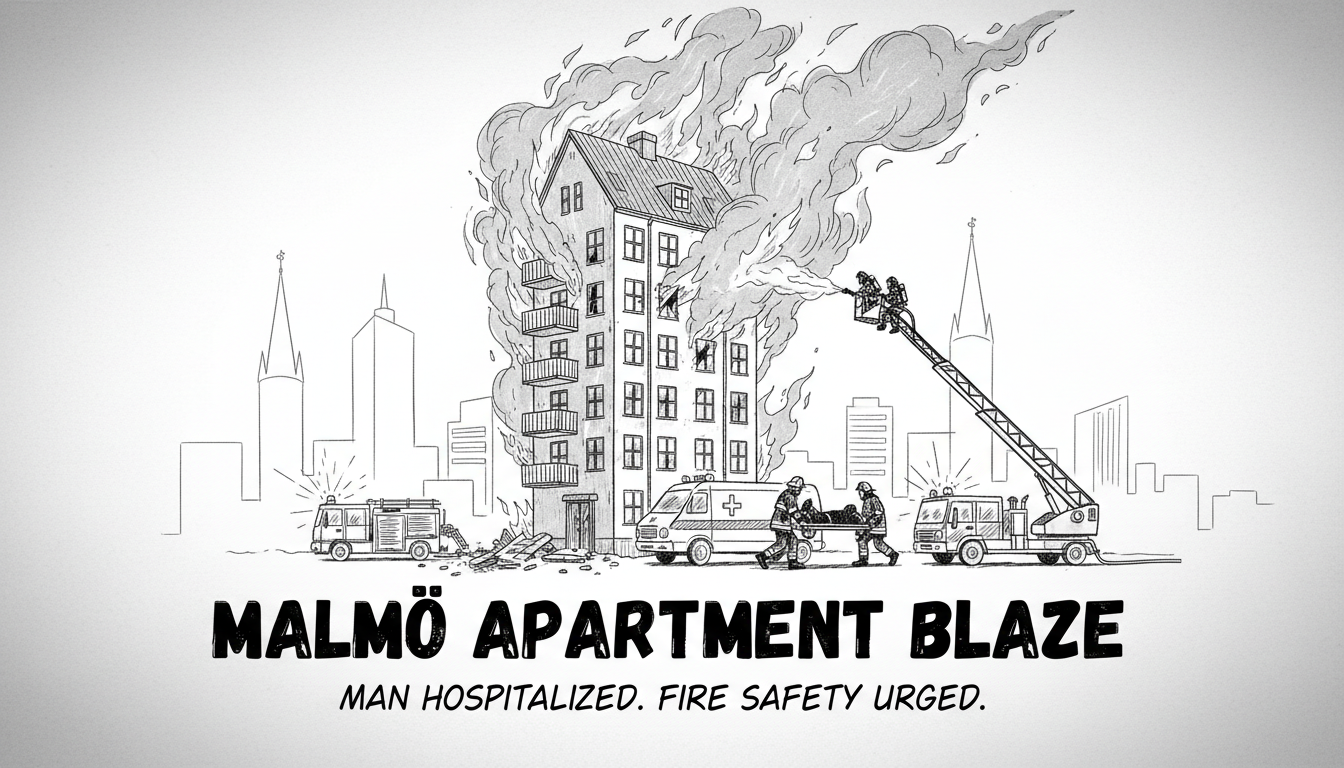 Man Hospitalized Following Apartment Fire in Malmö