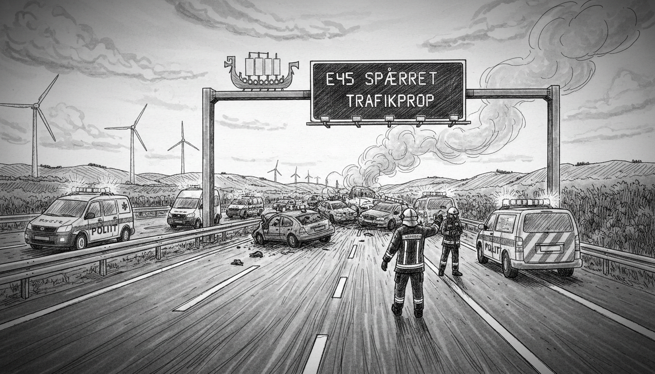 Traffic Disruption on E45 Near Aalborg Following Accident