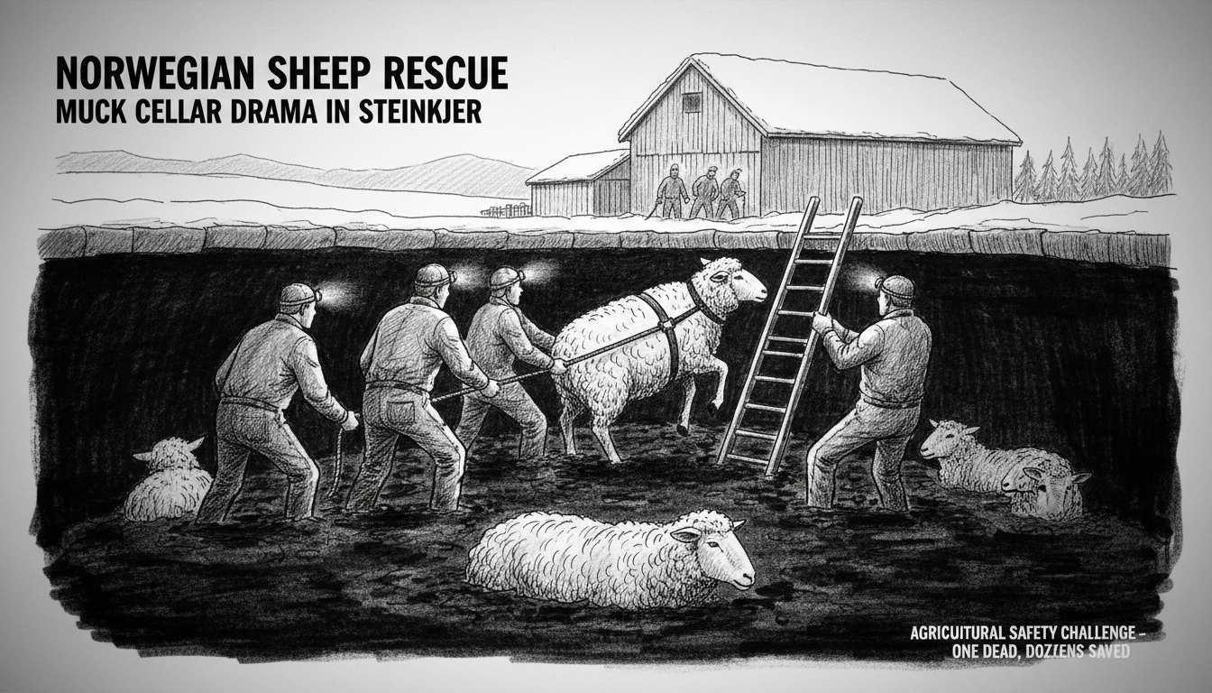 Sheep Rescue Operation in Norwegian Muck Cellar