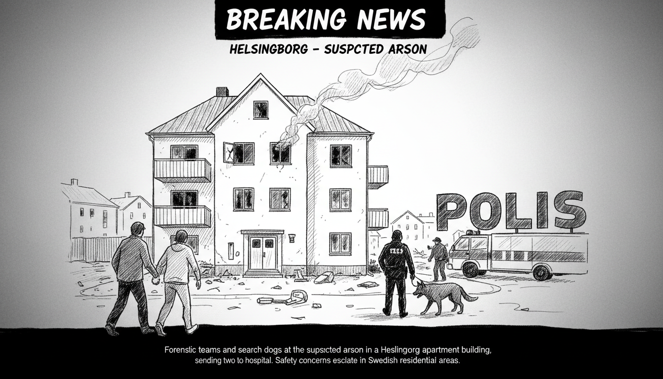 Suspected Arson in Helsingborg Apartment Building Sends Two to Hospital