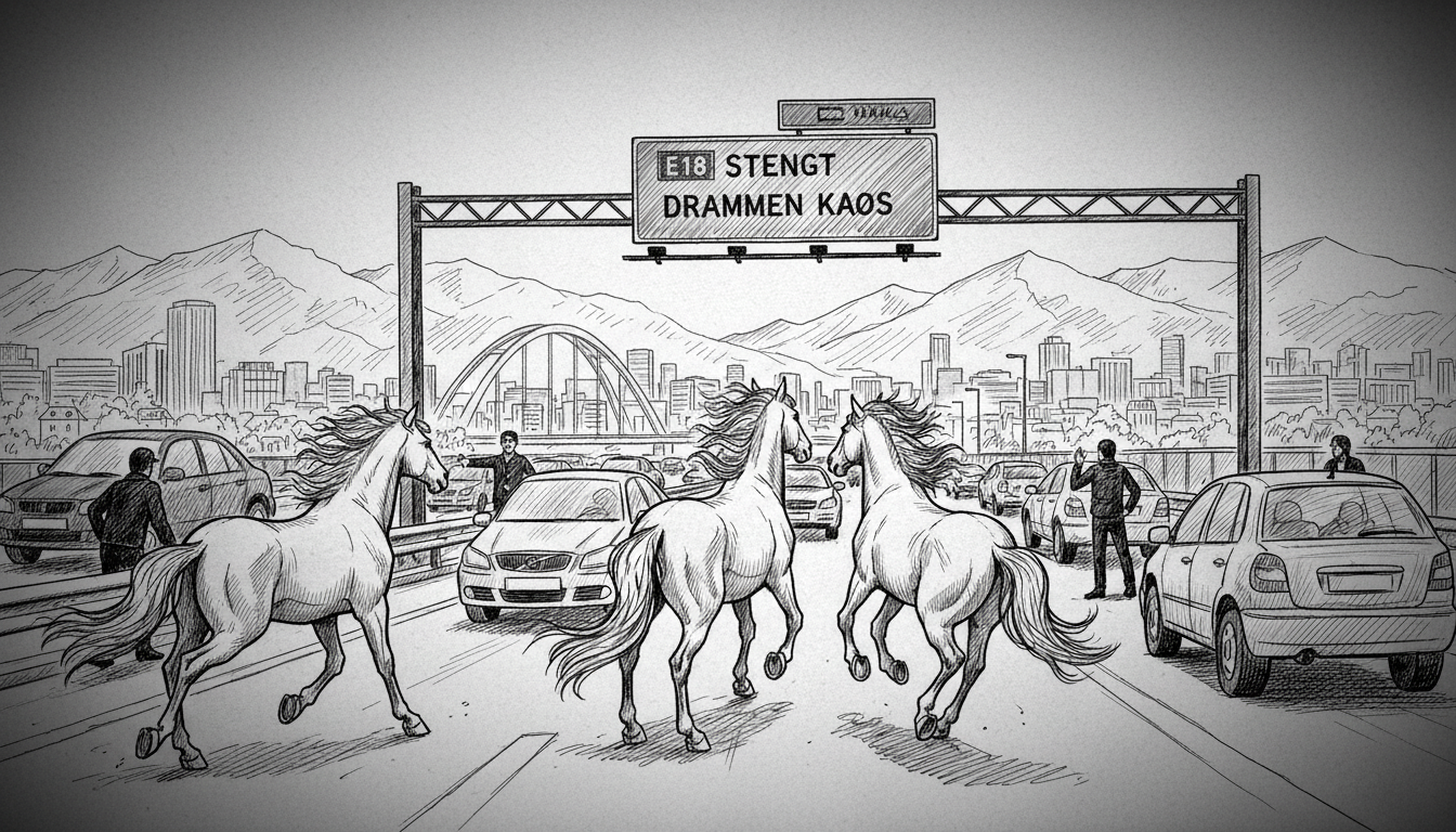 Norway E18 Highway Shut: 3 Horses Cause Drammen Chaos