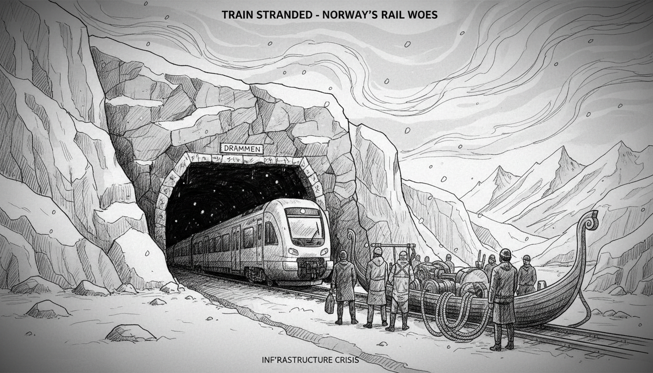 Train Stranded in Drammen Tunnel Due to Technical Failure