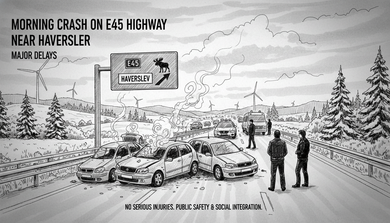 Morning Crash on E45 Highway Near Haverslev Causes Major Delays