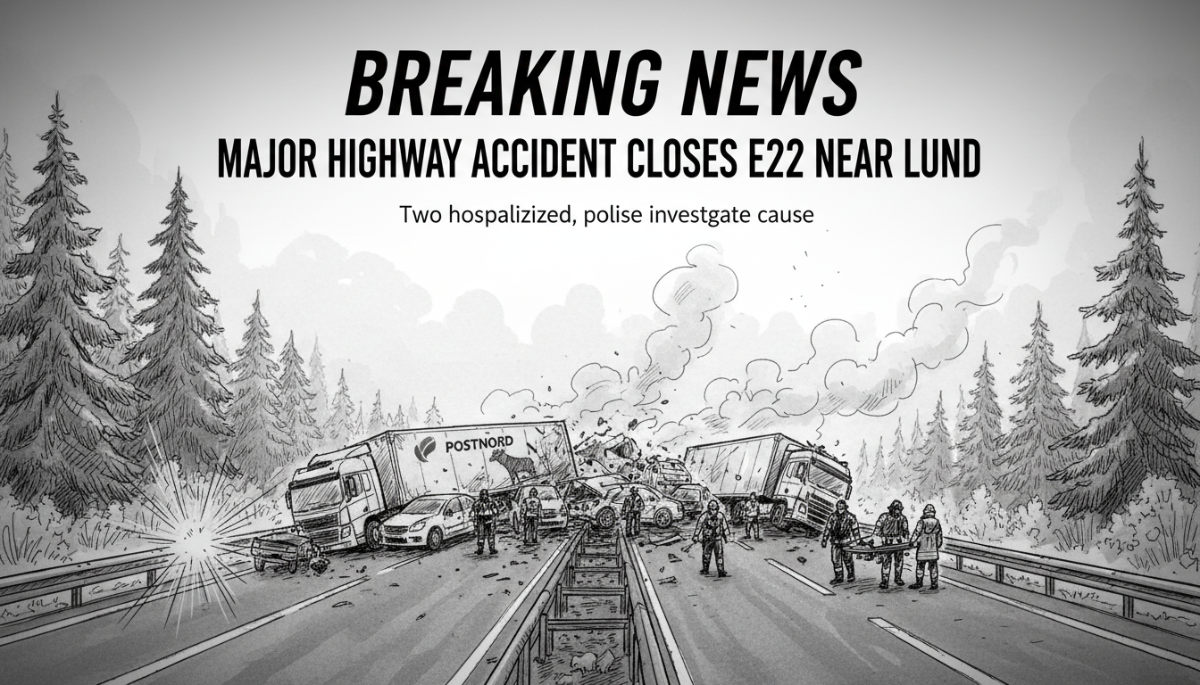 Major Highway Accident Closes E22 Near Lund