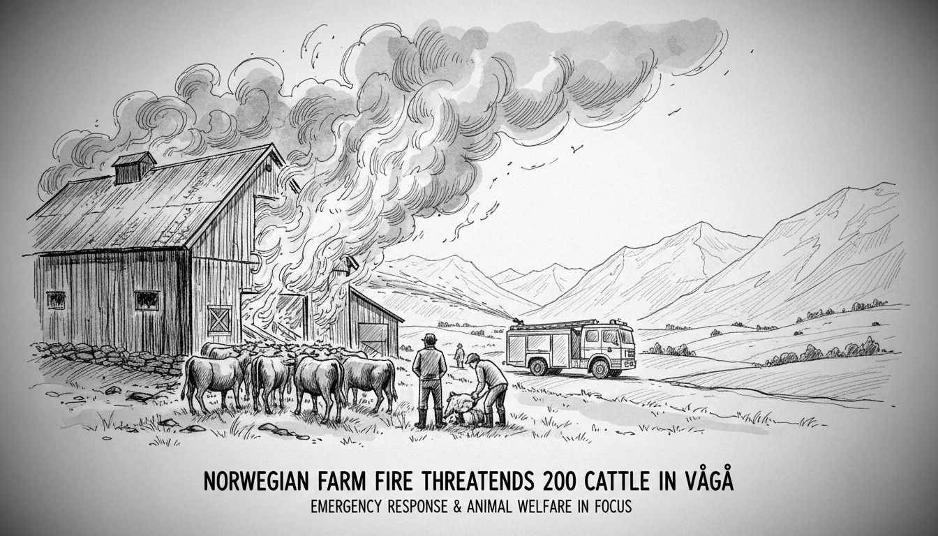 Norwegian Farm Fire Threatens 200 Cattle in Vågå