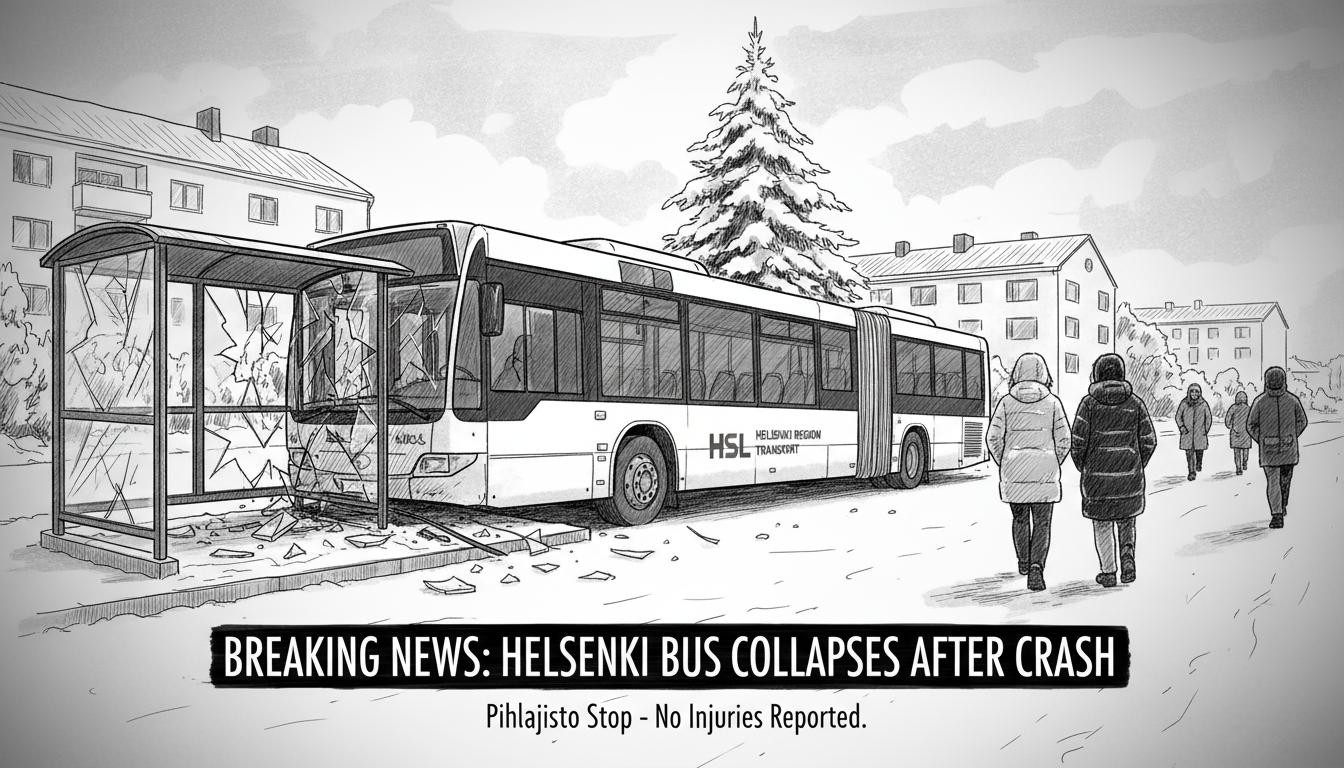 Helsinki Bus Collapses After Crash at Pihlajisto Stop
