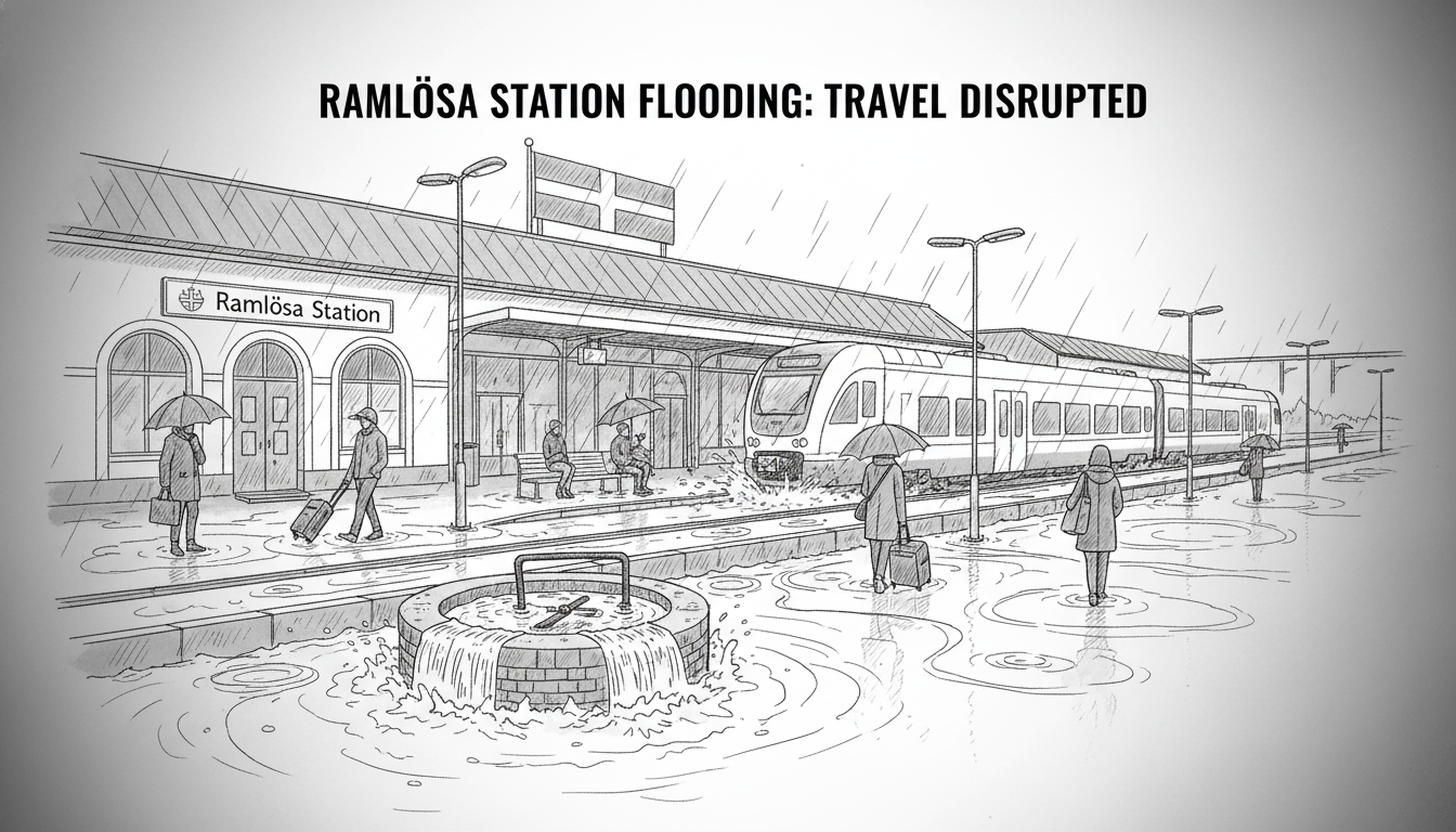 Flooding at Ramlösa Station Disrupts Commuter Travel