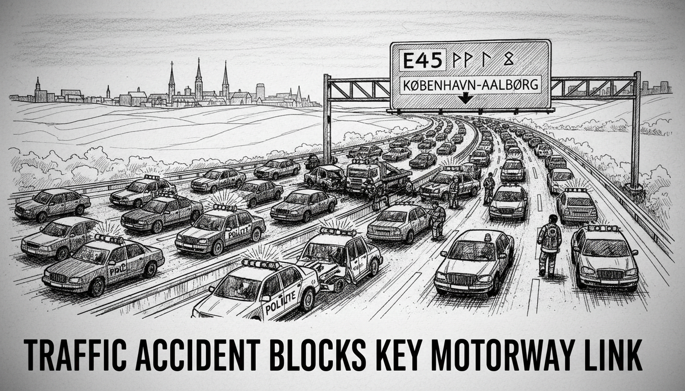 Traffic Accident Blocks Key Copenhagen-Aalborg Motorway Link