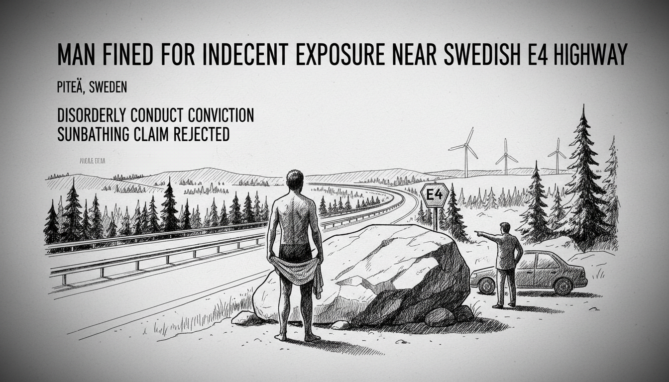 Man fined for indecent exposure near Swedish E4 highway