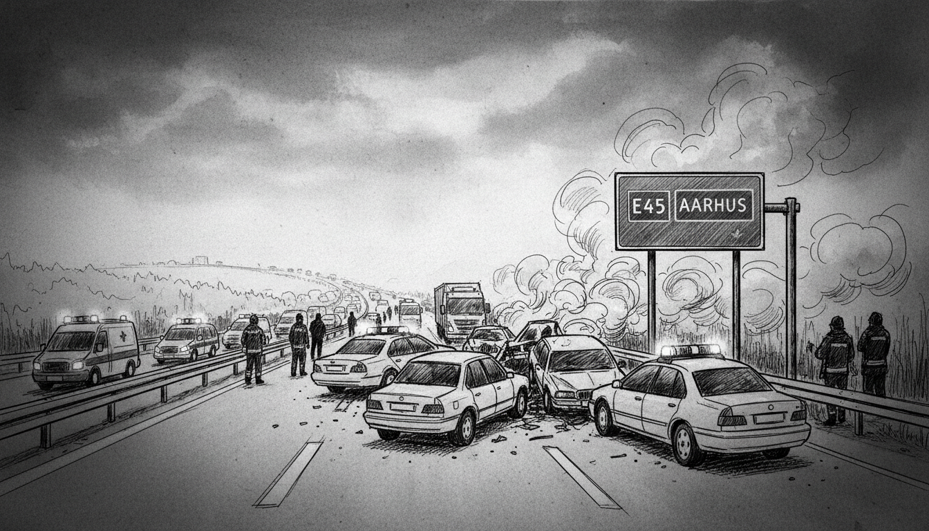 Major Highway Accident on E45 Near Aarhus Disrupts Traffic