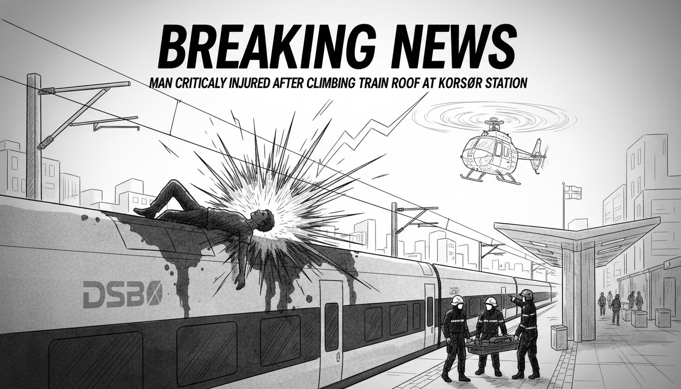 Man critically injured after climbing train roof at Korsør Station