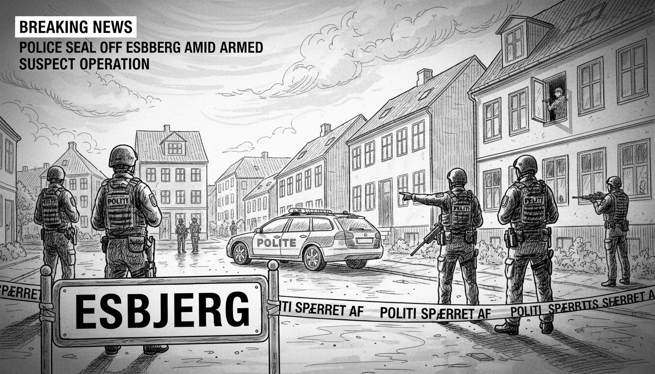 Police Seal Off Area in Esbjerg Amid Armed Suspect Operation