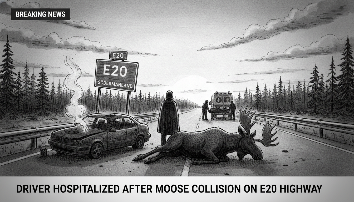 Driver Hospitalized After Moose Collision on E20 Highway