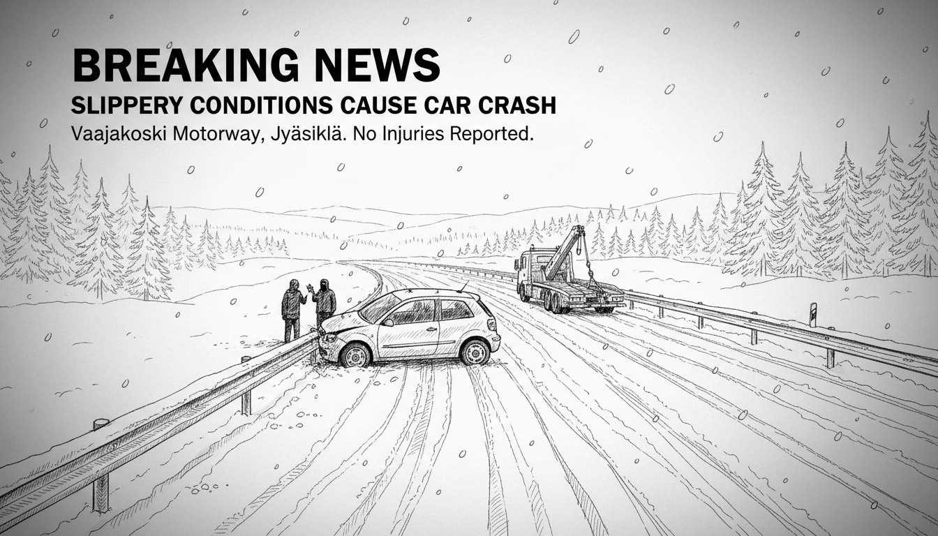 Slippery Conditions Cause Car Crash on Vaajakoski Motorway in Jyväskylä