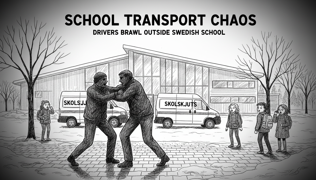 School Transport Drivers Fight Outside Swedish School