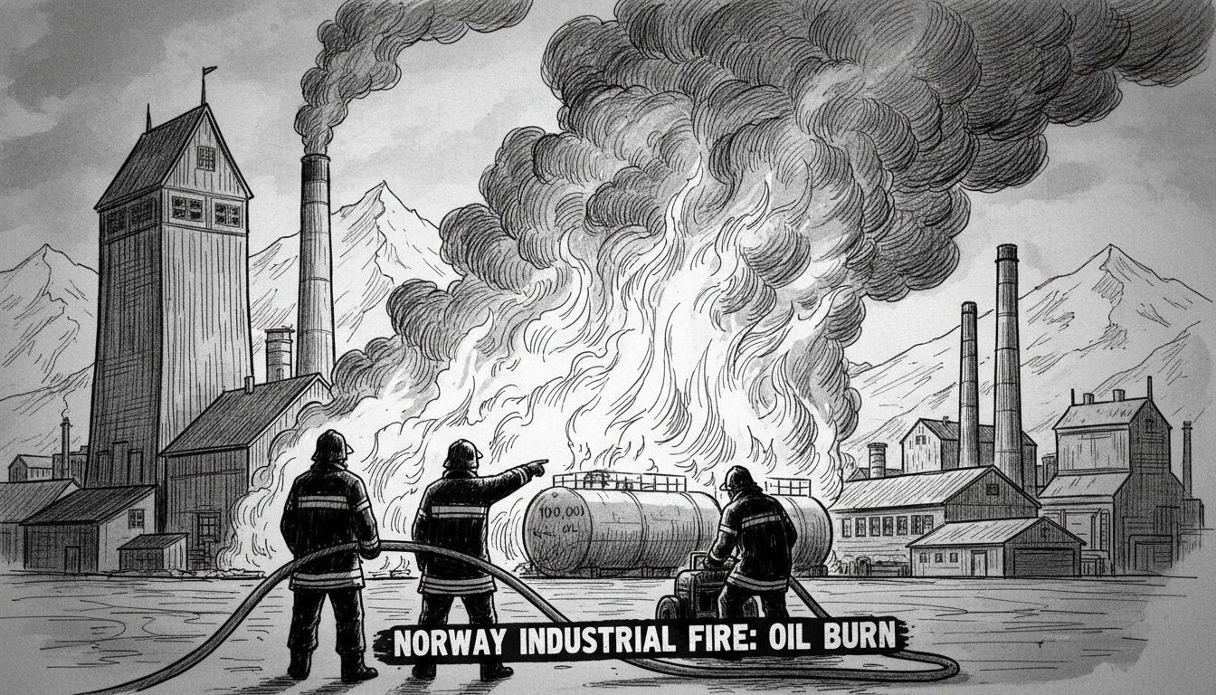 Norway Industrial Fire: 100,000 Liters of Oil Burn