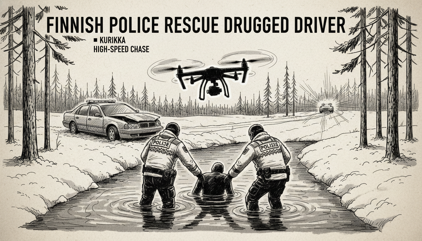 Finnish Police Rescue Drugged Driver from Ditch After High-Speed Chase
