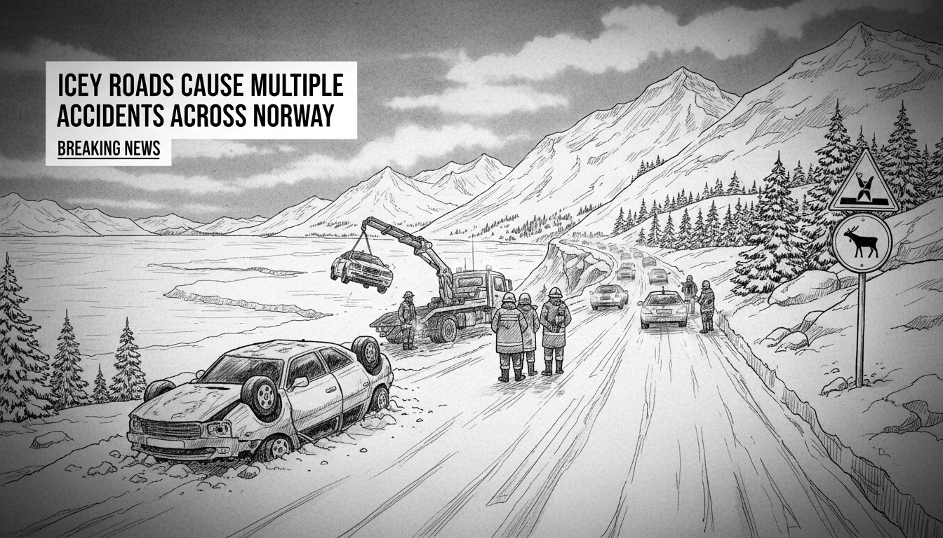 Multiple traffic accidents reported across Norway due to icy roads