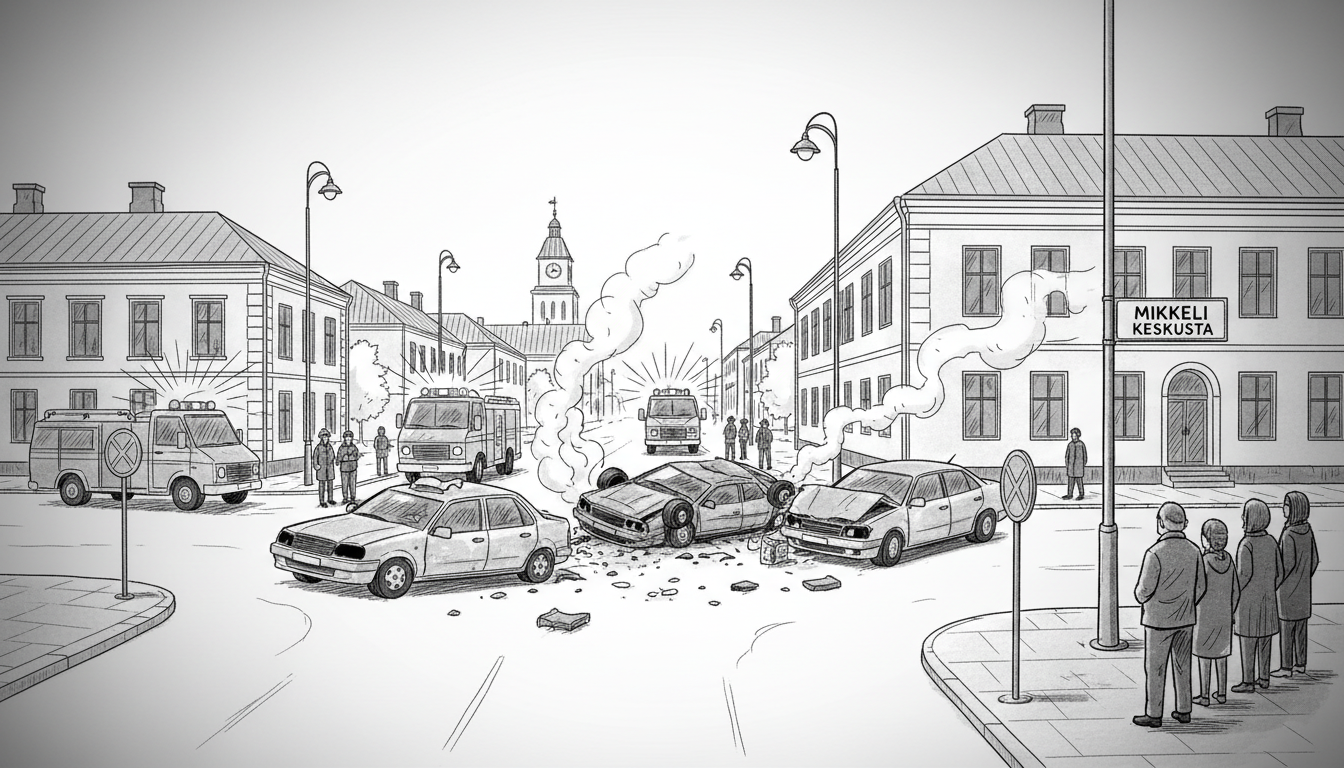 Mikkeli Intersection Crash Leaves Two Cars Totaled, No Injuries Reported