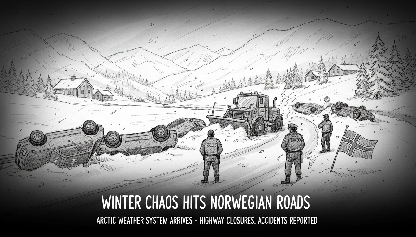 Winter Chaos Hits Norwegian Roads as Arctic Weather System Arrives