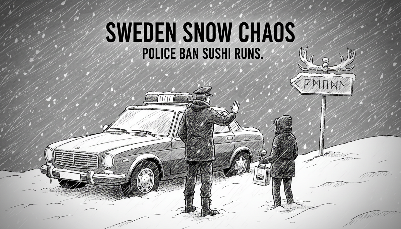 Sweden Snow Chaos: Police Ban Sushi Runs
